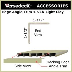 Aluminum Decking Edge Angle Trim 1.5 IN Light Clay