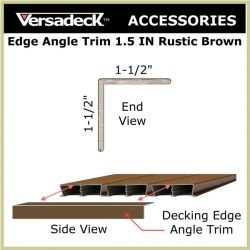 Aluminum Decking Edge Angle Trim 1.5 IN Rustic Brown